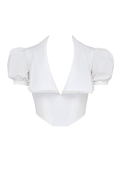Weißes Korsett-Top mit Puffärmeln Elegant Damen