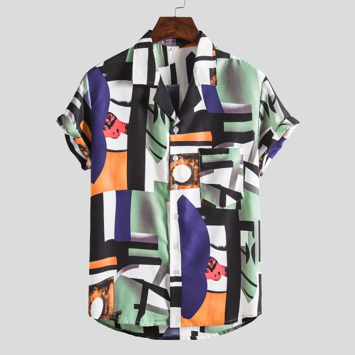 Herren Kurzarmhemd Modern Grafik Muster Bequem - BerlinGlamour