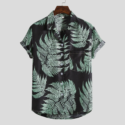 Herren Kurzarmhemd Blumenmuster Bequem Modern