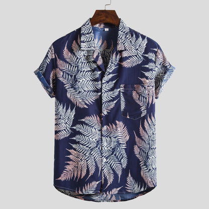 Herren Kurzarmhemd Blumenmuster Bequem Modern