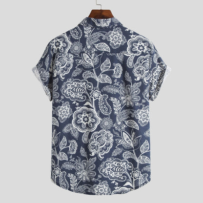 Herren Kurzarmhemd Modern Flora Schnitt Trendig