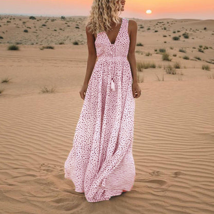 Boho Kleid mit V-Ausschnitt A-Linie Patchwork Design