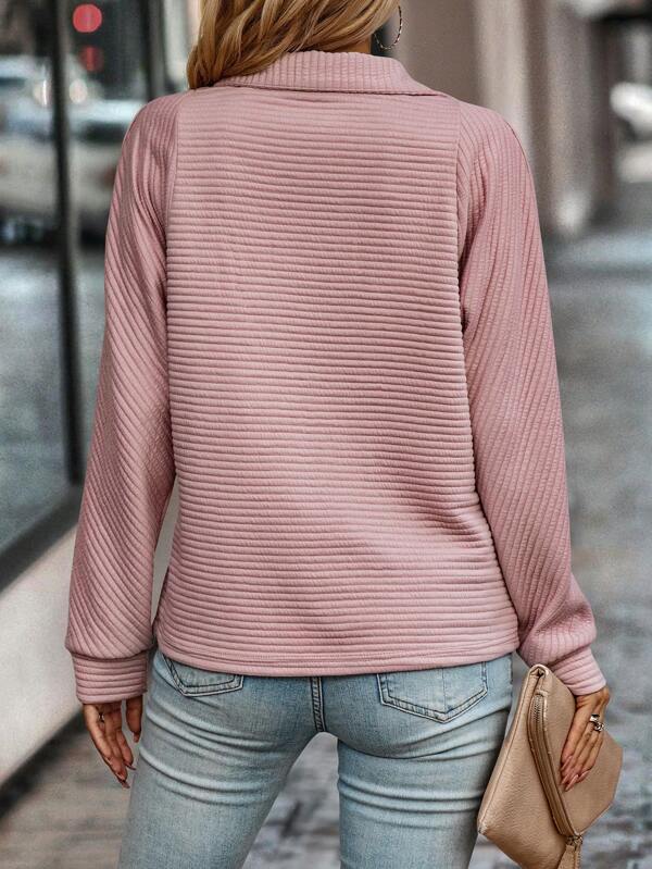 Damen Pullover Frühjahr Halb-Reißverschluss Modern