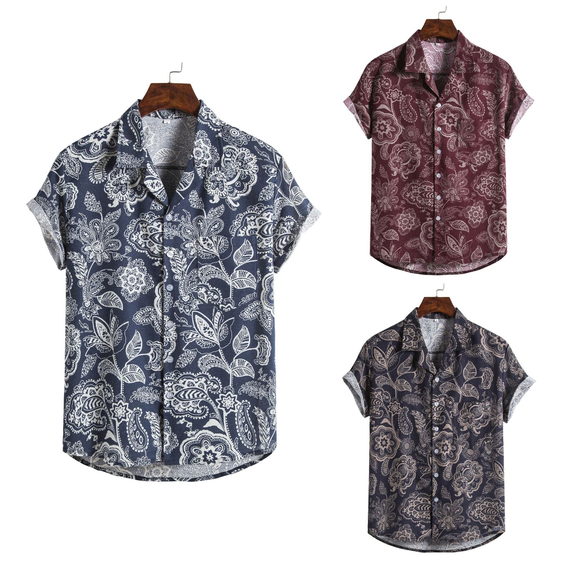 Herren Kurzarmhemd Modern Flora Schnitt Trendig - BerlinGlamour