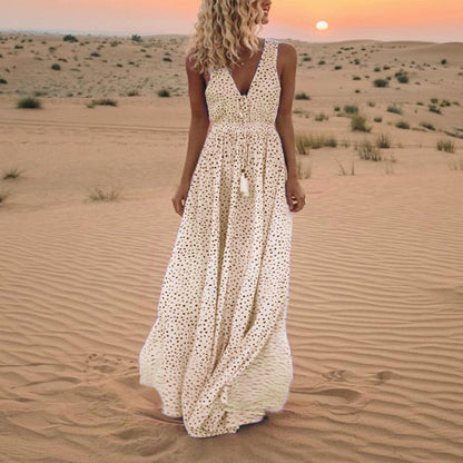 Boho Kleid mit V-Ausschnitt A-Linie Patchwork Design