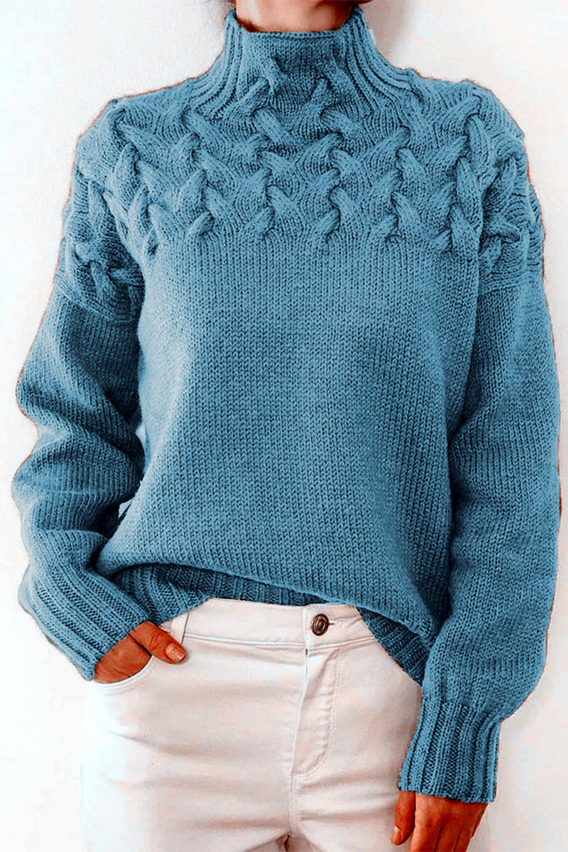 Strickpullover Rollkragen Einfarbig Lässig