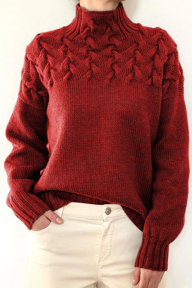 Strickpullover Rollkragen Einfarbig Lässig