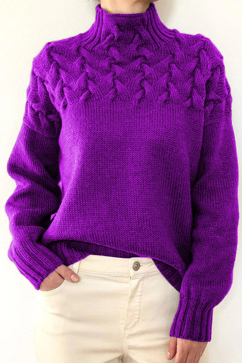 Strickpullover Rollkragen Einfarbig Lässig