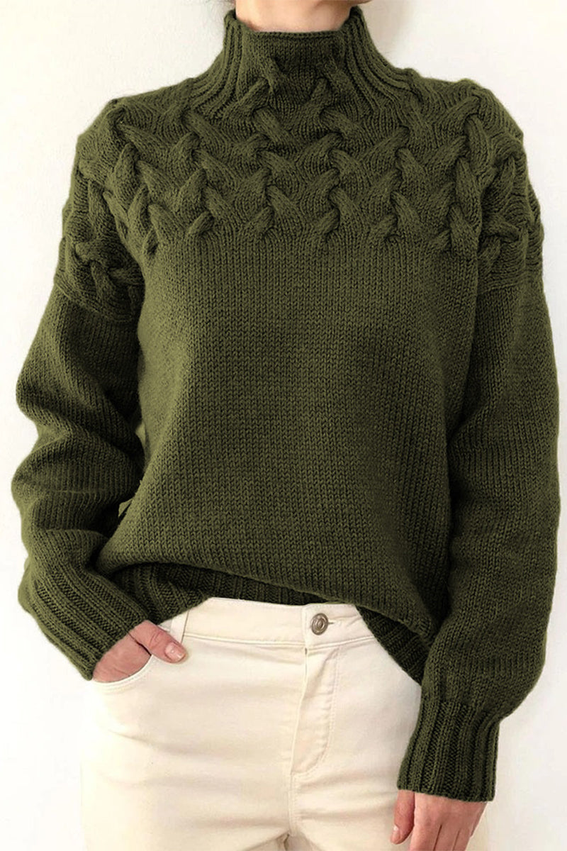 Strickpullover Rollkragen Einfarbig Lässig