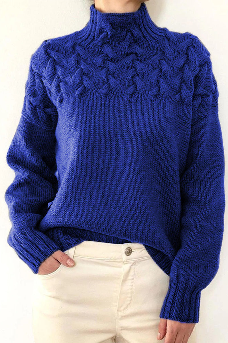Strickpullover Rollkragen Einfarbig Lässig