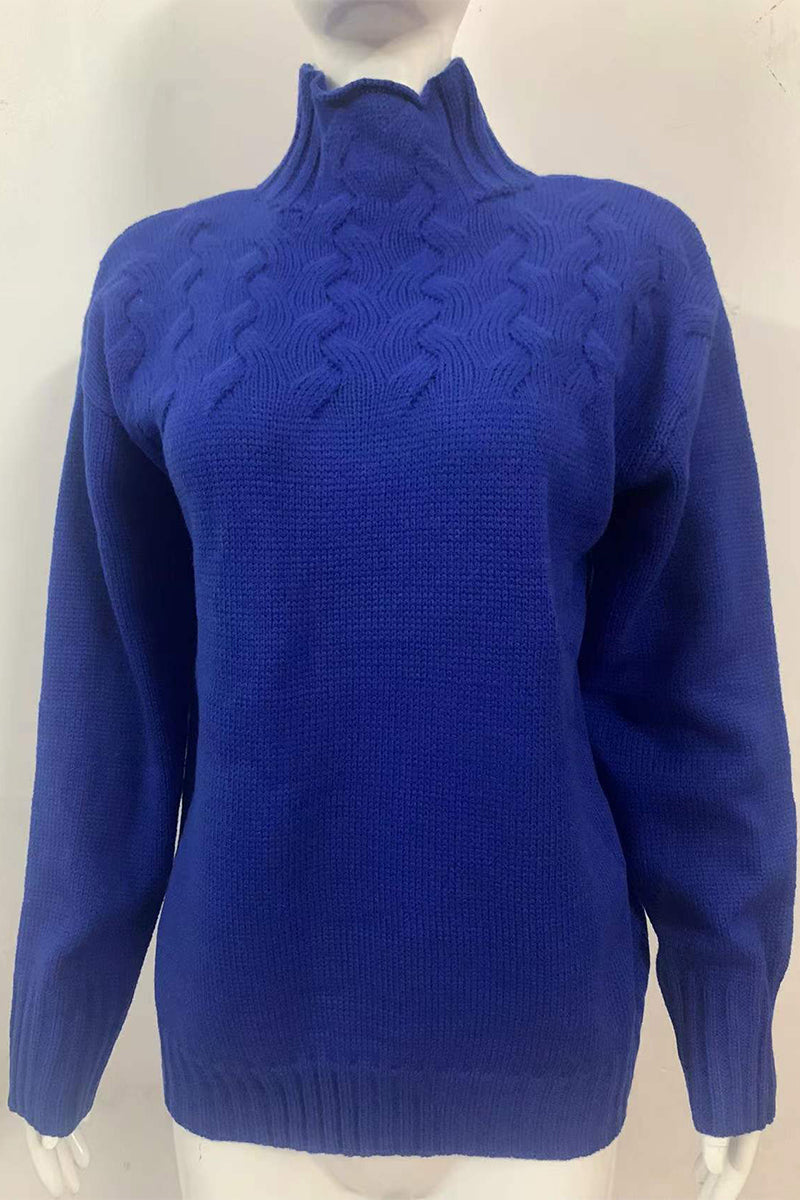 Strickpullover Rollkragen Einfarbig Lässig - BerlinGlamour