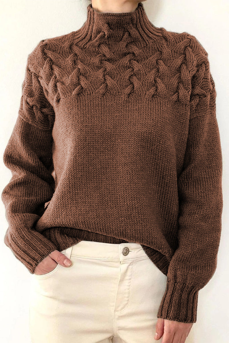 Strickpullover Rollkragen Einfarbig Lässig