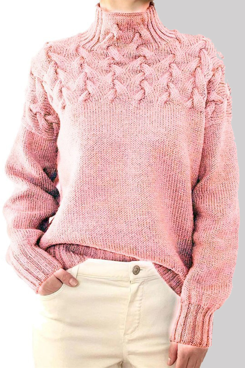 Strickpullover Rollkragen Einfarbig Lässig