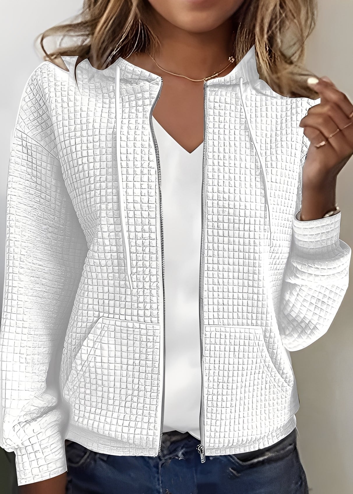 Frauen Cardigan Kapuze Taschen Modern