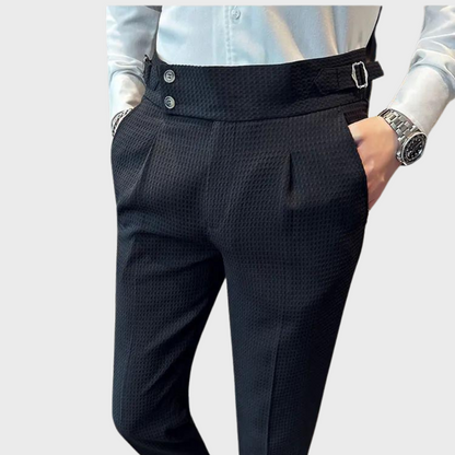 Herrenhose kariert mit hoher Bund und Komfort
