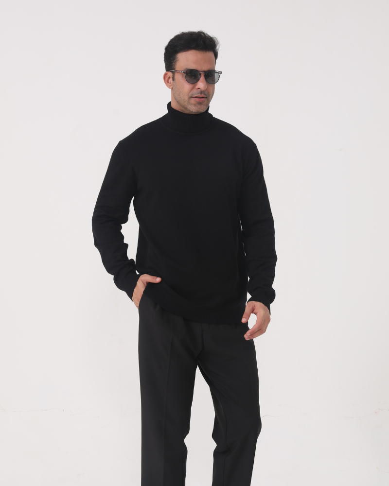 Herren Strickpullover Slim Fit Rollkragen Modern
