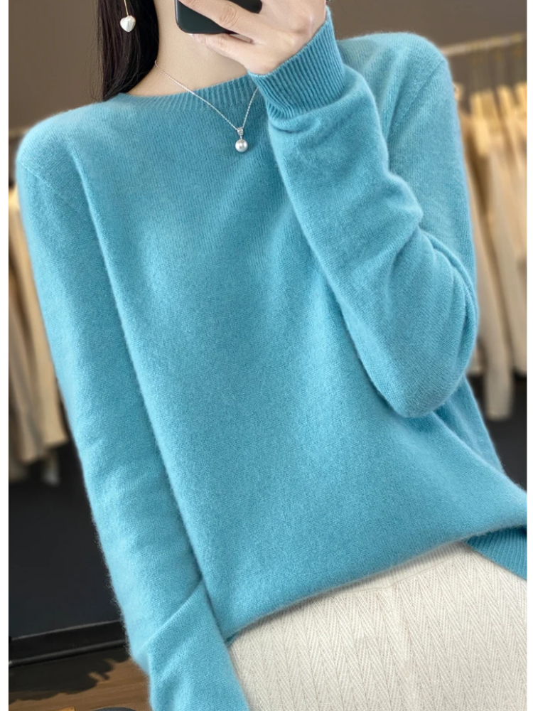 Damen Pullover Rundhals Weich und Elegant