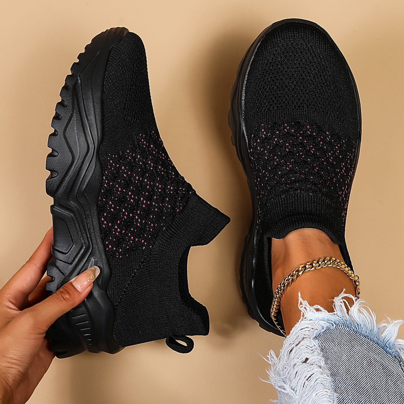 Damen Sportschuhe Flyknit Sockenschuhe Bequem