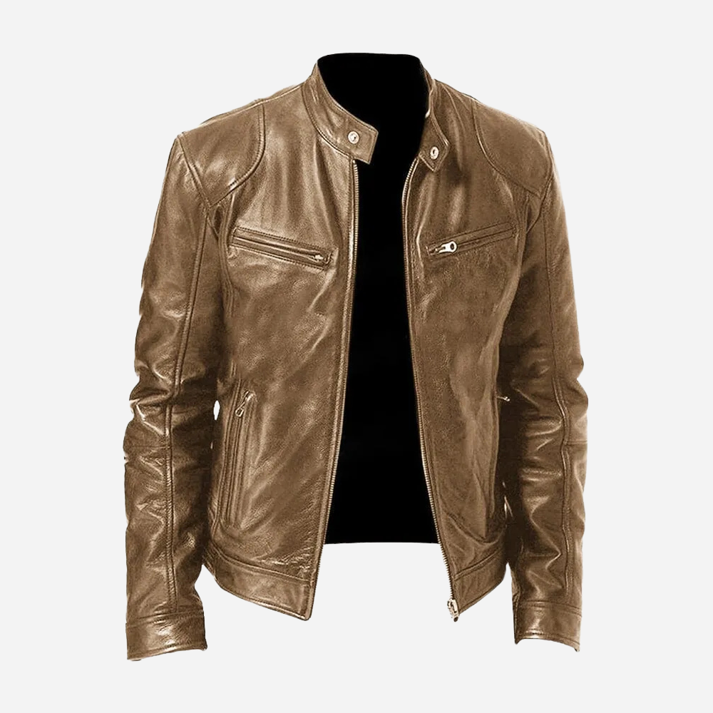 Lederjacke Herren Ledermantel Entspannt Modern