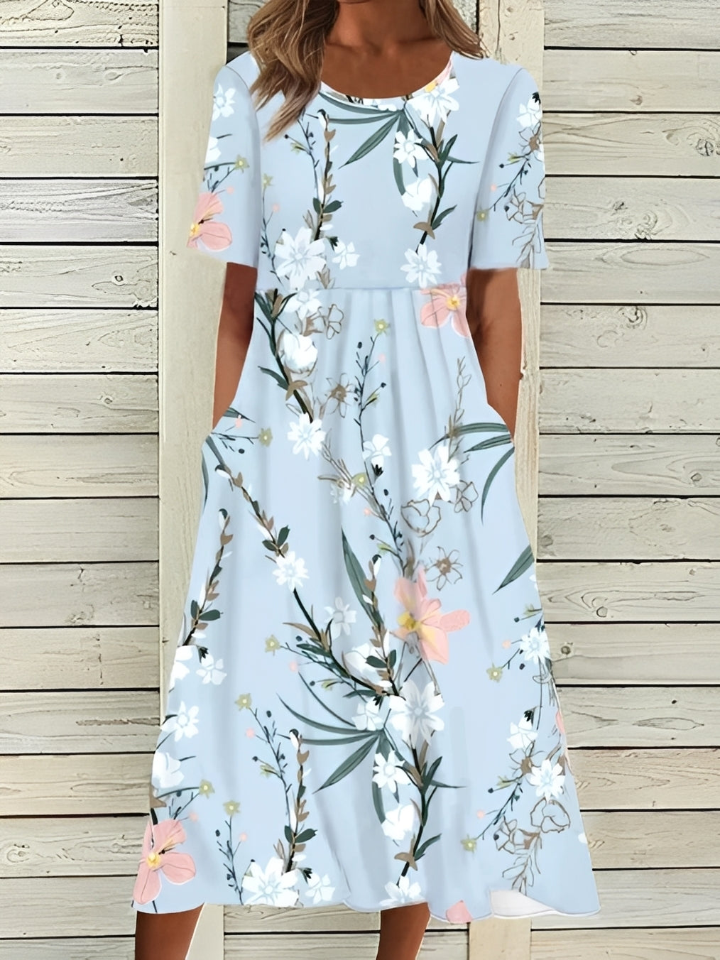 Damenkleid Midikleid Blumenmuster Elegant Frauenkleid