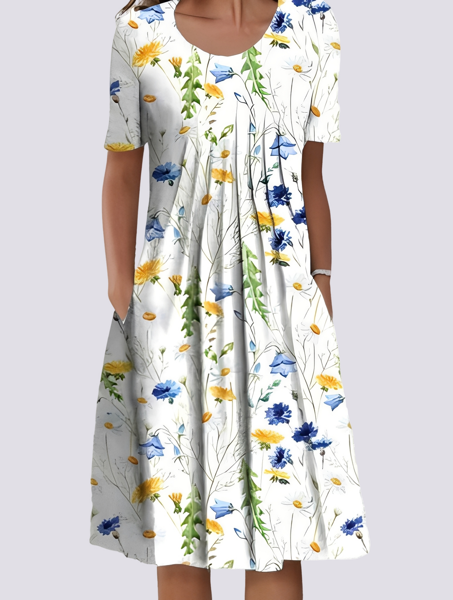 Kleid Damen Blumenmuster Sommerkleid Leicht