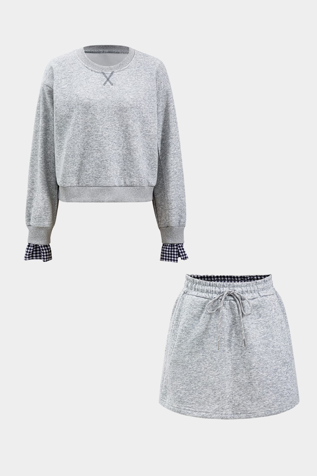 Kariertes Sweat-Set Zweiteilig Damen Sportbekleidung - BerlinGlamour