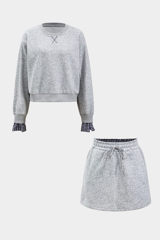 Kariertes Sweat-Set Zweiteilig Damen Sportbekleidung - BerlinGlamour