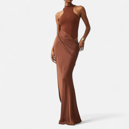 Damen Maxikleid Neckholder Cut Out Sommerkleid