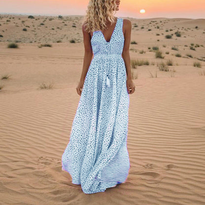 Boho Kleid mit V-Ausschnitt A-Linie Patchwork Design - BerlinGlamour