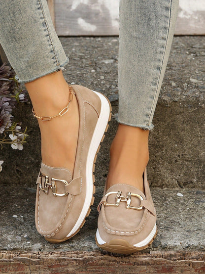 Damen Loafers Elegant Metallbesatz Bequem