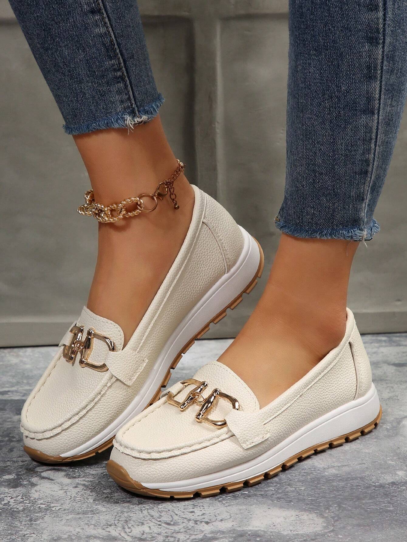 Damen Loafers Elegant Metallbesatz Bequem - BerlinGlamour