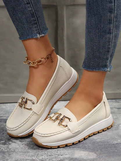 Damen Loafers Elegant Metallbesatz Bequem - BerlinGlamour
