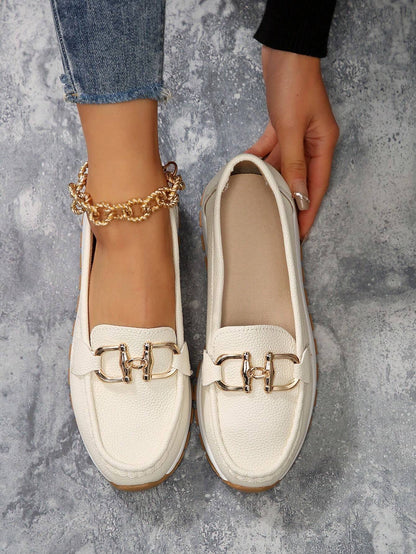 Damen Loafers Elegant Metallbesatz Bequem