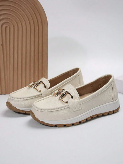 Damen Loafers Elegant Metallbesatz Bequem