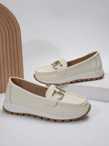 Damen Loafers Elegant Metallbesatz Bequem