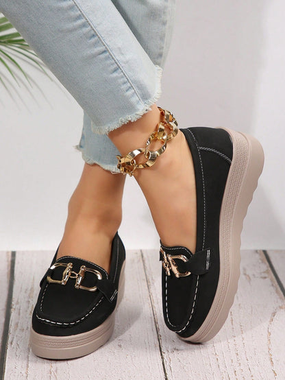 Damen Loafers Elegant Metallbesatz Bequem