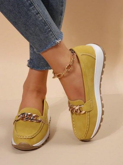Damen Loafers Elegant Metallbesatz Bequem