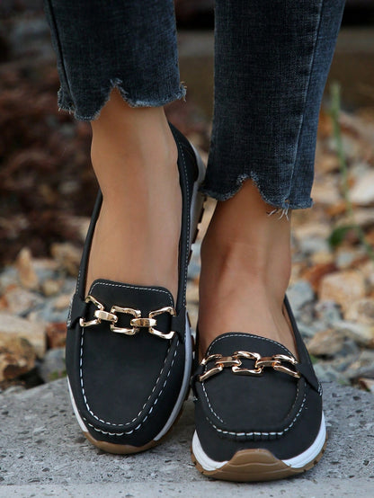 Damen Loafers Elegant Metallbesatz Bequem