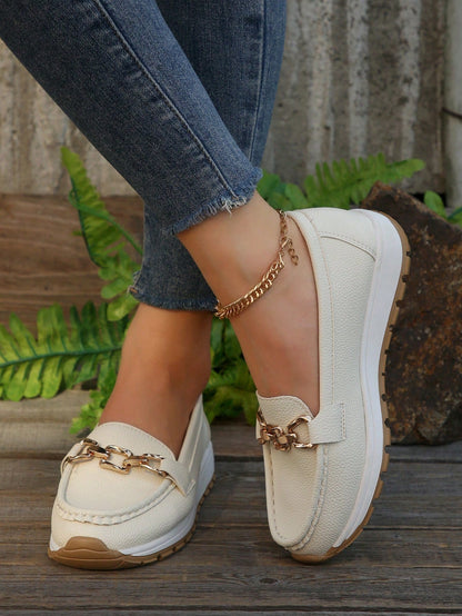 Damen Loafers Elegant Metallbesatz Bequem