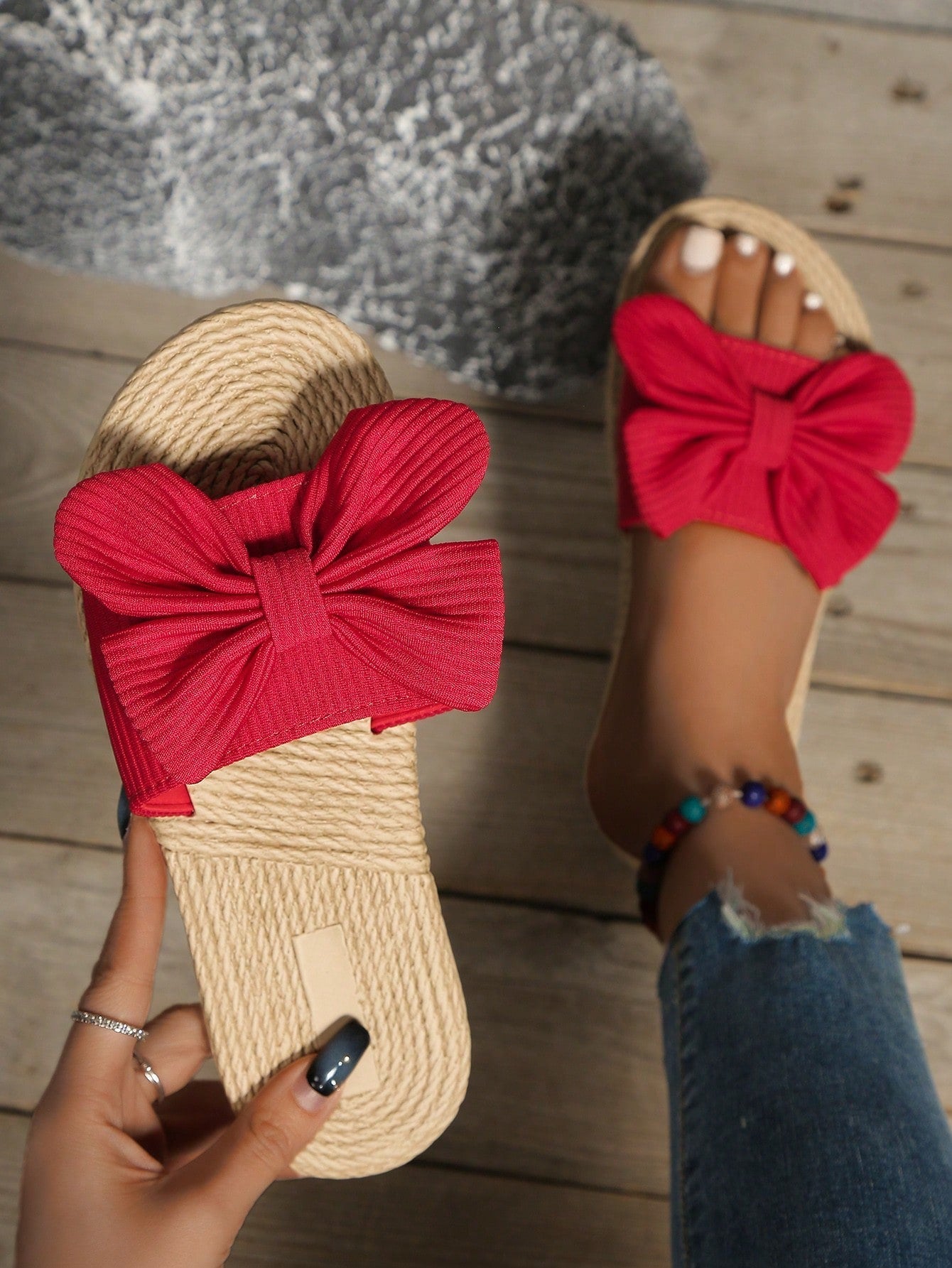 Sommerliche Boho Sandalen mit Schleife Bequem