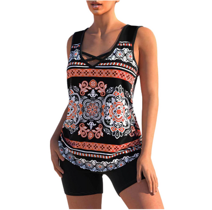 Tankini-Set Sommer Tankini mit V-Ausschnitt Geometrisch