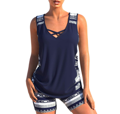 Tankini-Set Sommer Tankini mit V-Ausschnitt Geometrisch