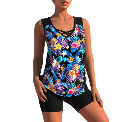 Tankini-Set Sommer Tankini mit V-Ausschnitt Geometrisch