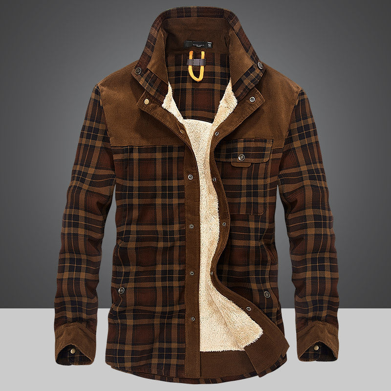Herren Flanelljacke Warm Fleece Karomuster Modern - BerlinGlamour