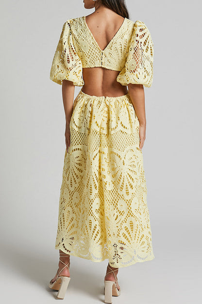 Sexy Spitze A-Linie Kleid mit V-Ausschnitt