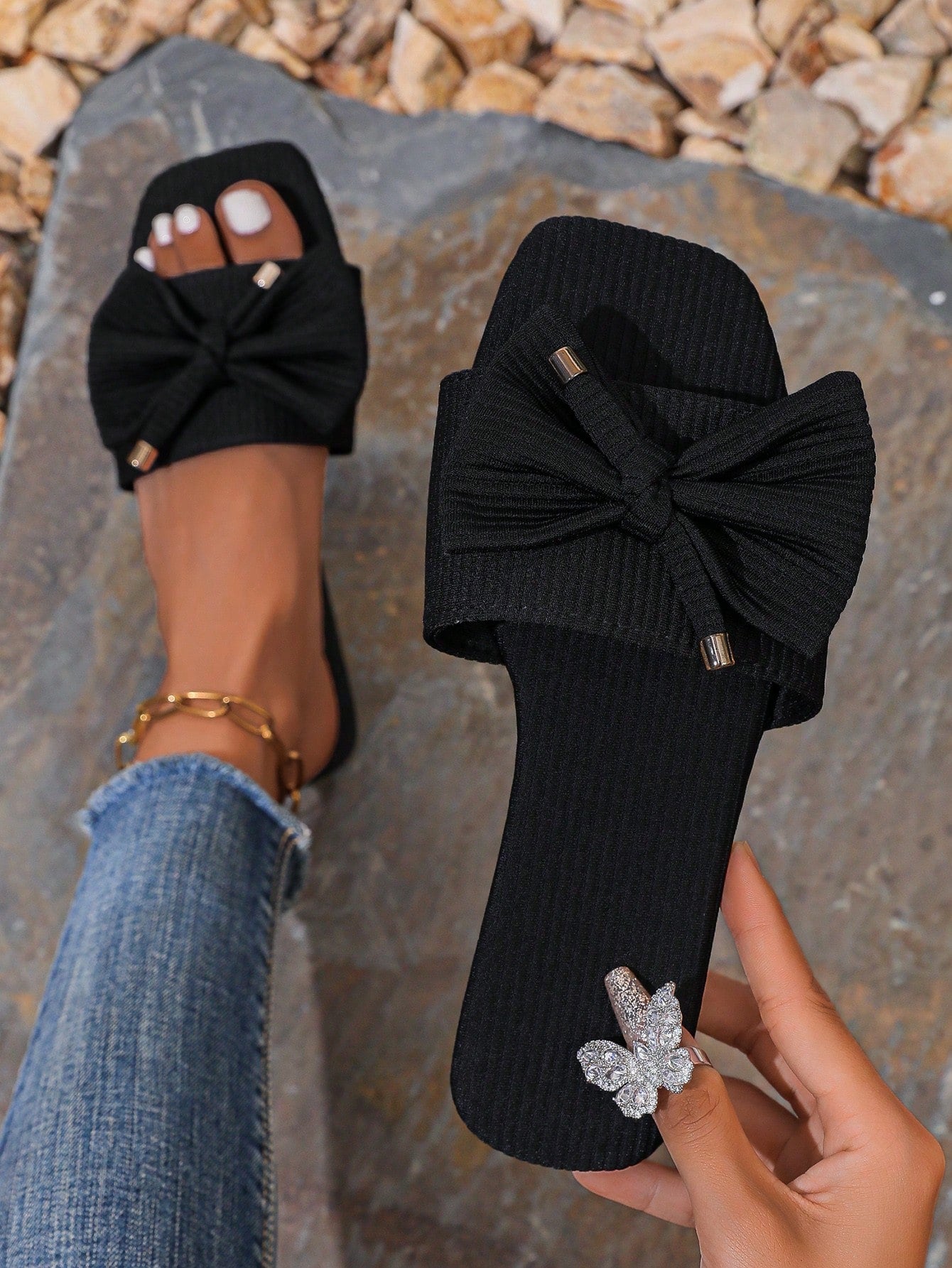 Sommerliche Boho Sandalen mit Schleife Bequem