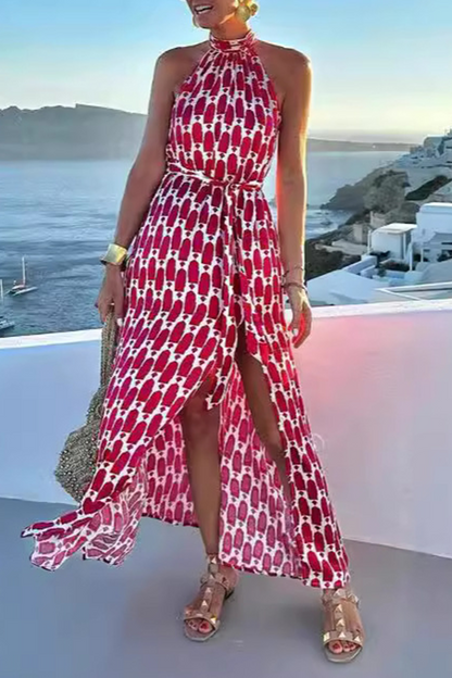 Ärmelloses Kleid Geometrisch Druck Sommerkleid Elegant - BerlinGlamour