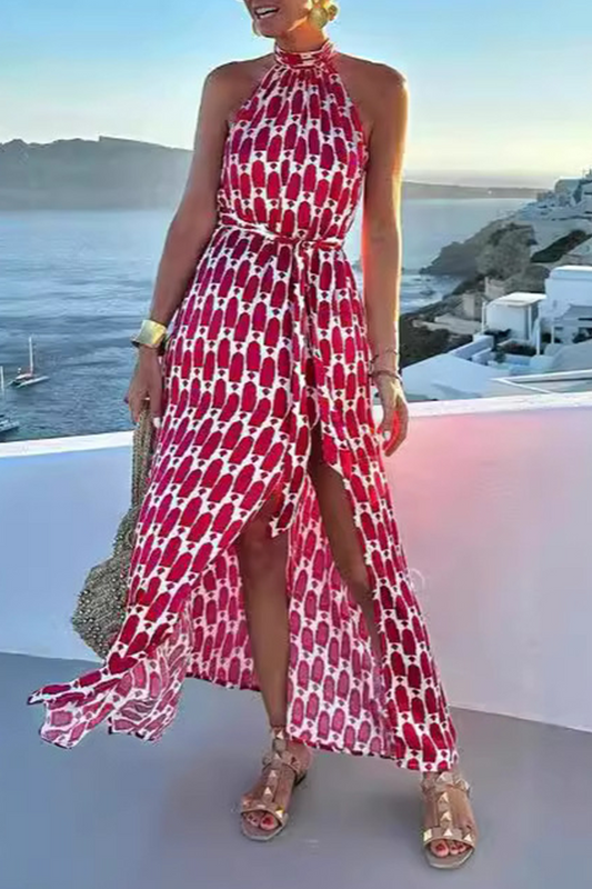Ärmelloses Kleid Geometrisch Druck Sommerkleid Elegant - BerlinGlamour