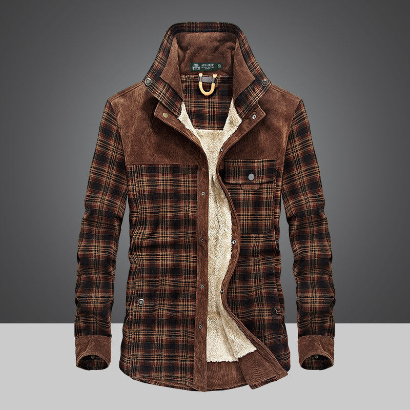 Herren Flanelljacke Warm Fleece Karomuster Modern