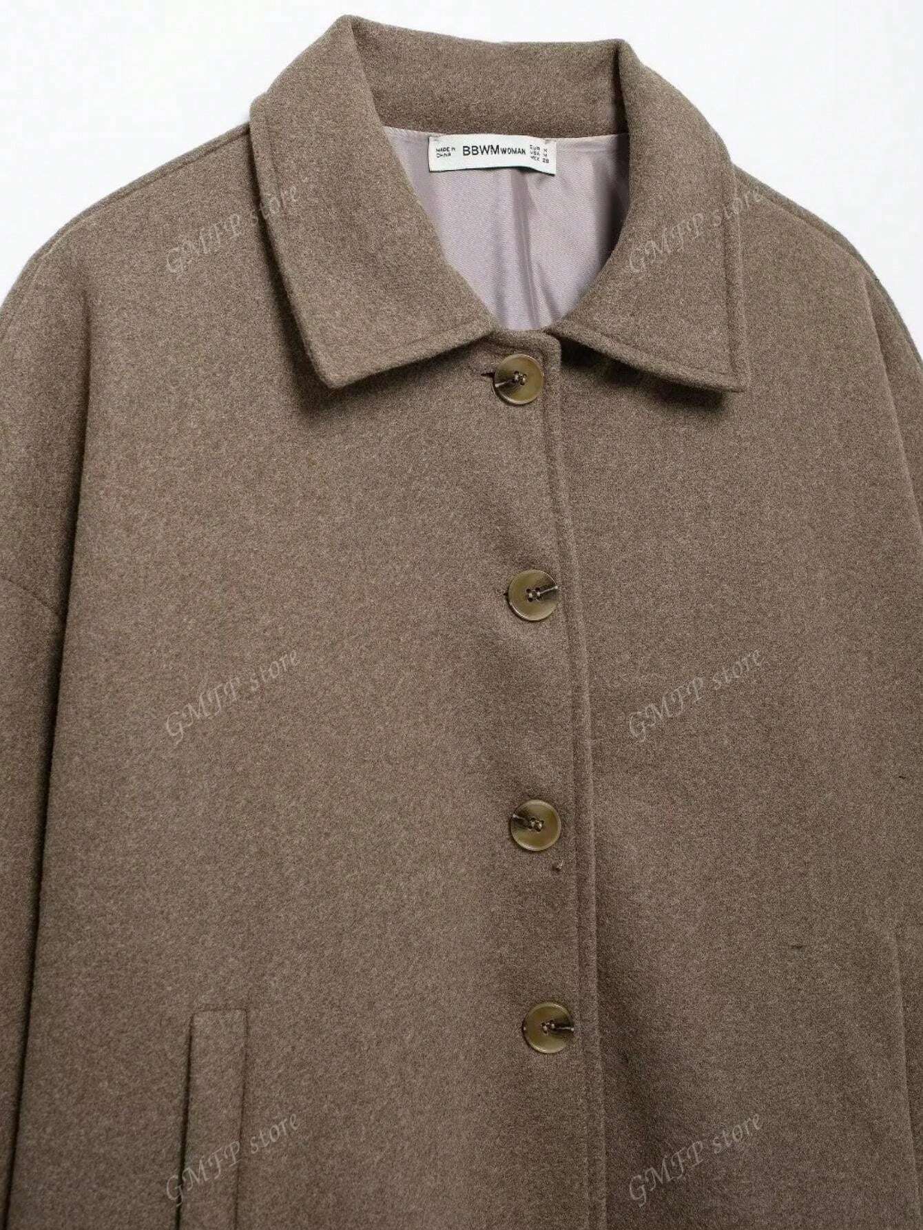 Herren Wolljacke Kurz Knopfleiste Herbstlich Trendy